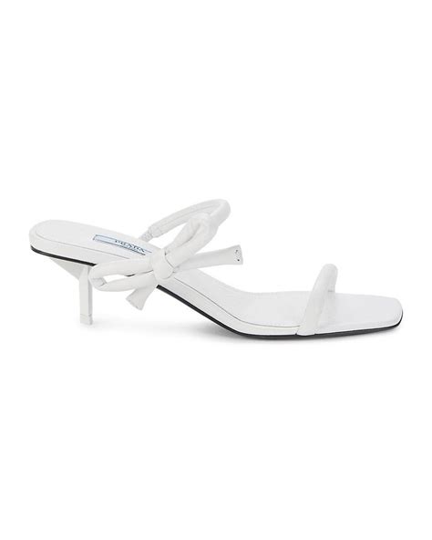 prada bow slide sandals|Prada slide sandals kitten heel.